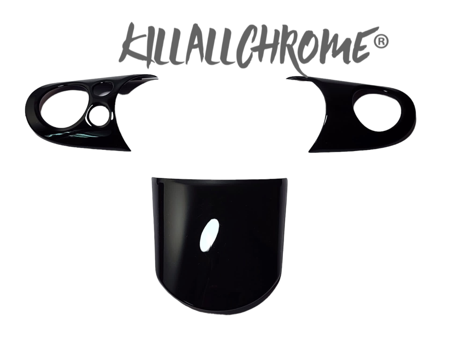 MINI R53 Steering Wheel Spoke Covers Gloss Black Multi Function Holes R50 R52