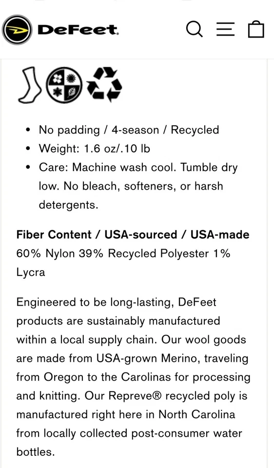 НОВЫЕ велосипедные носки DeFeet Aireator 6 дюймов МАЛЕНЬКИЕ МУЖСКИЕ ДО 7 ЖЕНСКИЕ 6-8 БЕЛЫЕ + СЕРЫЕ - Изображение 4 из 4