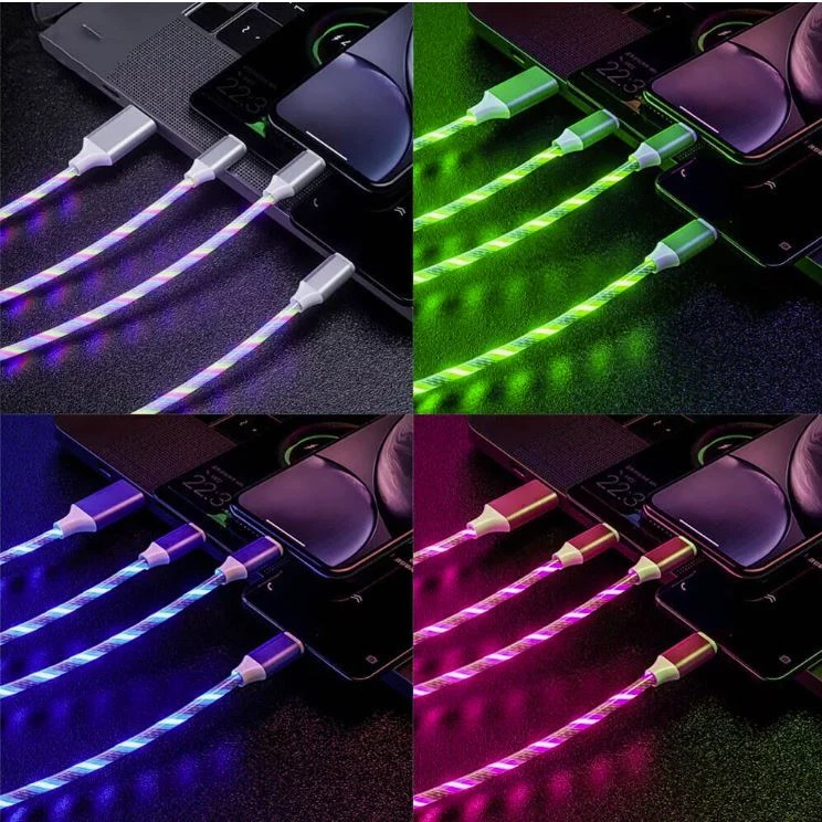 Light Up LED 3 in 1 Charging Cord Cable  Multi Phone Charger Android USB iPhone - Image 2 of 4