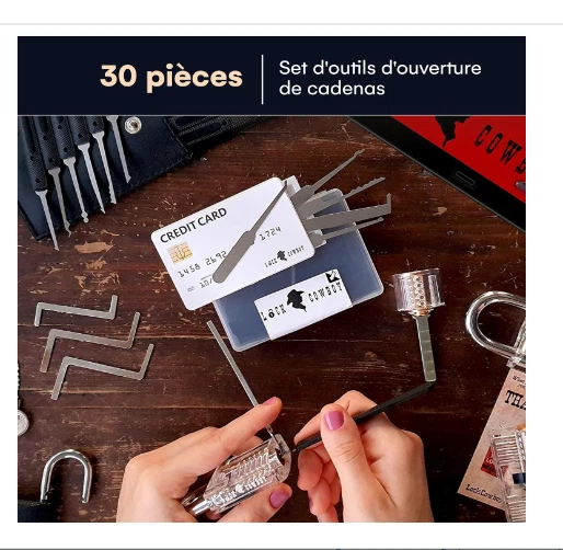 Kit de Crochetage 30 Pièces - 3 Cadenas d'Entraînement Transparents Neuf FR - Photo 3/4