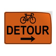 Horizontal Vinyl Stickers Right Arrow Bicycle Detour Traffic Traffic Industrial