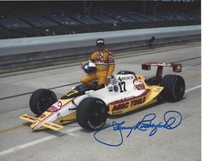 JOHNNY RUTHERFORD SIGNED AUTHENTIC INDY 500 3X WINNER 8X10 PHOTO E w/COA DRIVER
