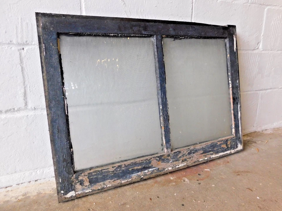 1910's Craftsman Style Two Pane WINDOW Frame & Glass ORIGINAL Textured GLASS  - Image 3 of 4