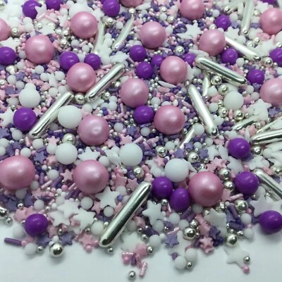 SPRINKLES BY POST Mothers Day Cupcake Sprinkles Mix Silver Pink Purple Cake Toppers Decorations