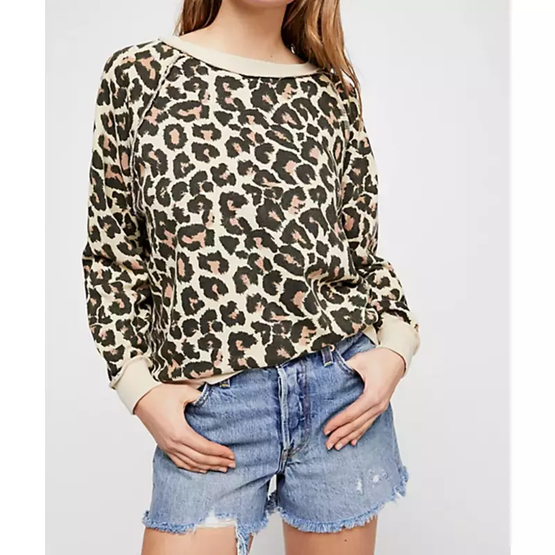 Free people leopard best sale sweatshirt