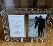 WATERFORD CRYSTAL WEDDING ANNOUNCEMENT 4x6 DOUBLE PICTURE FRAME W/Box *Read Desc