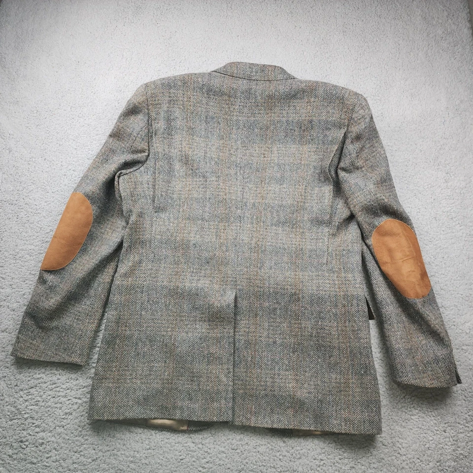 Blazer Evan Picone Para Hombres 42R Marrón Lana Tweed Espiga Codo Parches Abrigo Foto 2 de 4