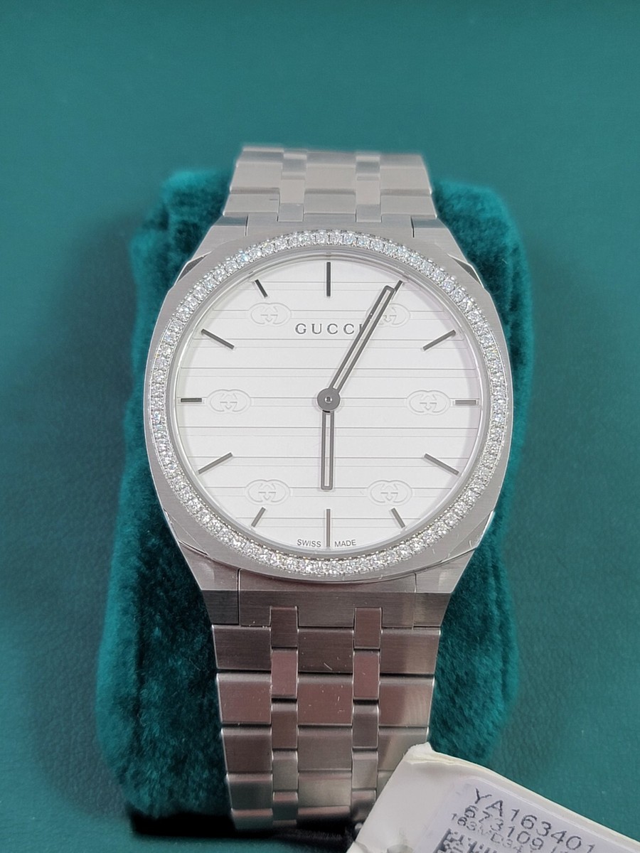 Gucci 25H Diamond SWISS Quartz Ultra Thin Stainless Steel