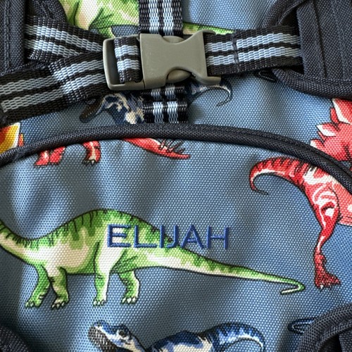 New Pottery Barn Kids boys mini PRE-K backpack monogram ELIJAH dinosaur - Picture 2 of 2