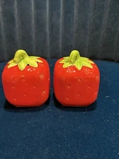Vintage MCM Strawberry Red Salt and Pepper Shakers Japan