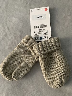 Brand New Zara Baby Knit Mittens Beige Grey Unisex Boy ...