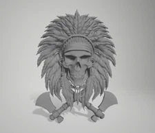 3d Model Stl File for CNC Router Skull Indian 3D Model