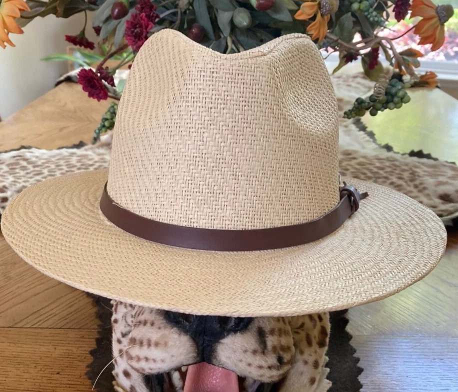 PANAMA JACK New Men Safari Hat * M * Matte Toyo Straw Sun Shady Beach Golf Sport