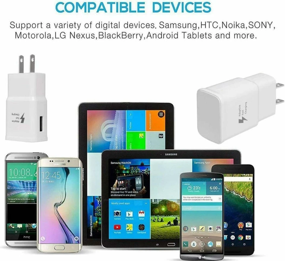 2x Adaptive Fast Charging Wall Charger For Samsung iPhone Galaxy S10 Note 8 9 10 - Image 3 of 3