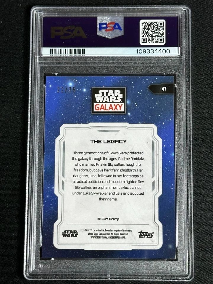 2024 Star Wars Galaxy Chrome Prizm Refractor The Legacy #47 PSA Padme SSP/75 Foto 2 de 2