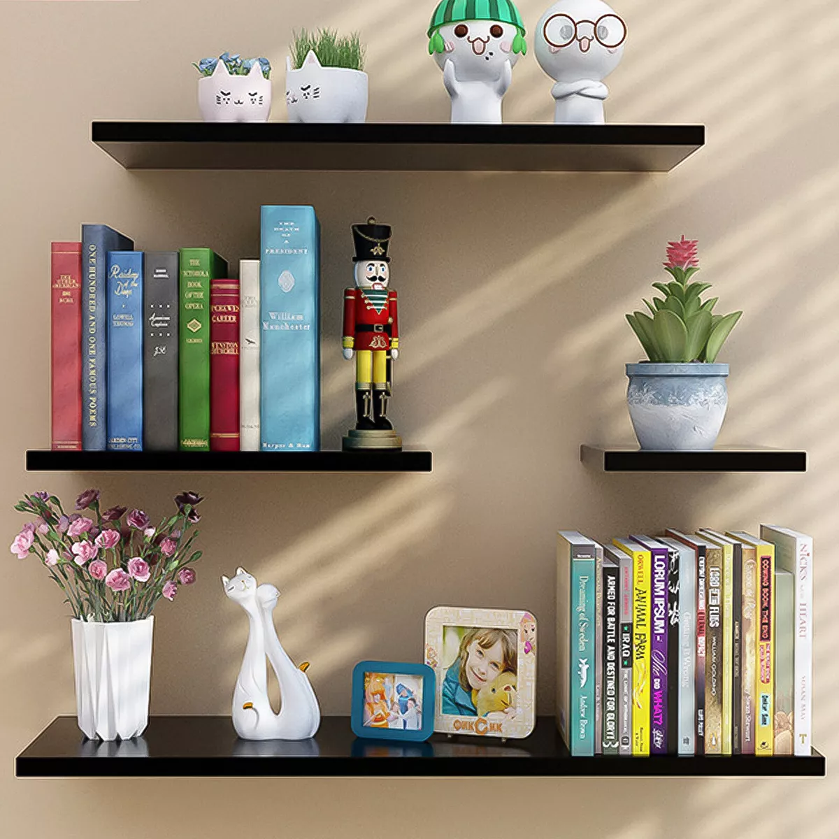 Wooden book wall shelf deals