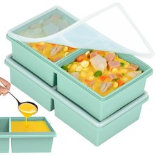 2 cup Silicone Freezer Trays with Lids, Silicone Soup Freezer Molds, Easily p...
