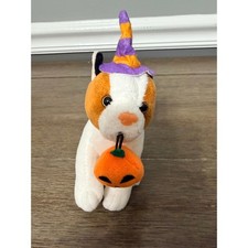 Halloween Calico Cat with Witch Hat  Pumpkin Plush