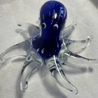 Vintage Murano Style Art Glass Octopus Paperweight Blue Sea Life Nautical 5”