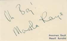 Martha Raye - Signed Card