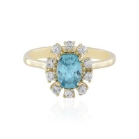 Cavill Damenring 9K Gold 1,19Ct Blauer Zirkon WeißEr Saphir Halo
