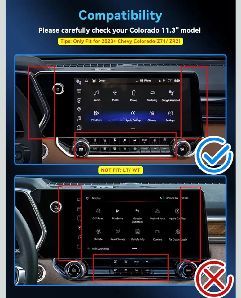 Protector Pantalla Cristal Templado Chevy Colorado 2023-25 11.3" NUEVO Foto 3 de 4