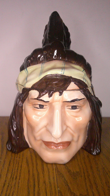 Antique Native American Indian chief porcelain tobacco Jar made Austria  Z157