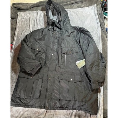 Boulder Mountain Gear Mens Hooded Parka Jacket Black Quilted Lined Cargo Big 7XL