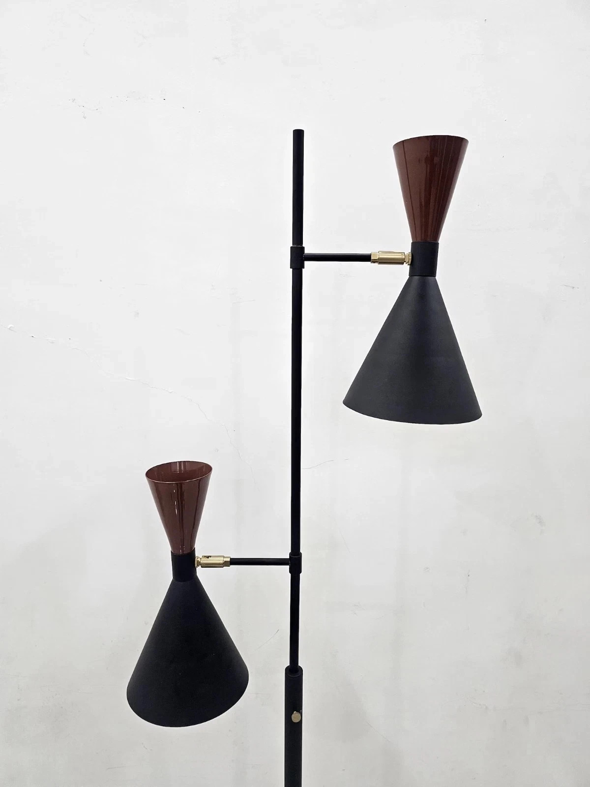 Lampada da terra metà secolo ottone regolabile 2 luci lampada da terra illumi... foto 3