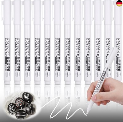 JIANTA Acrylstifte, 12 Stück Acrylmarker Weiß, 1mm Fine Tip Permanent Marker W