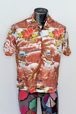 Vintage 1950s Japanese Hawaiian Aloha 100 Rayon Shirt Size Small RN 14711