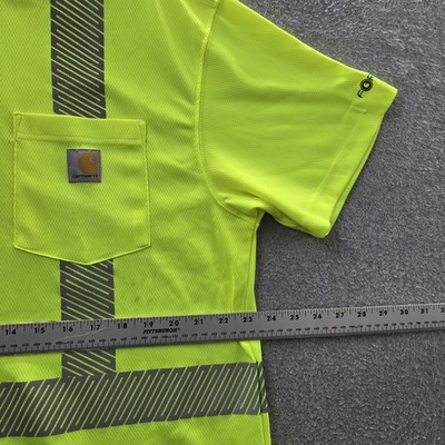 Carhartt Men Shirt L Neon Yellow TK0495 High Visibility Work Shirt