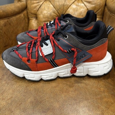 Versace Trigreca Sneakers Men's Gray/Red Suede Greca Sole EU 45 US