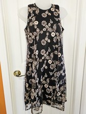 Calvin Klein Little Black Dress Gold White Embroidered Mesh Short Size 4 