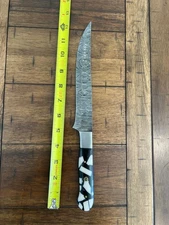 CUSTOM HANDMADE DAMASCUS HAMMERED RESIN HANDLE CHEF KNIFE PREIMUM LEATHER SHEATH