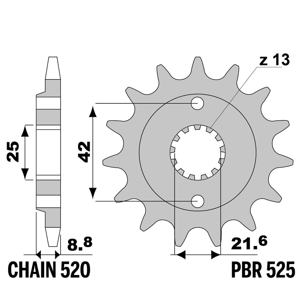 Pignon avant 17 dents pas 520 anti vibration pour Kawasaki KLE 500 usée