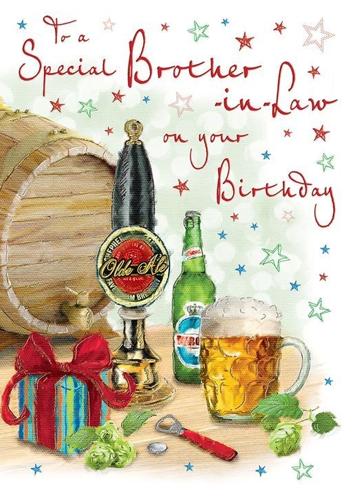Birthday Card - Brother-in-Law Beer - Glitter - Regal Quality NEW