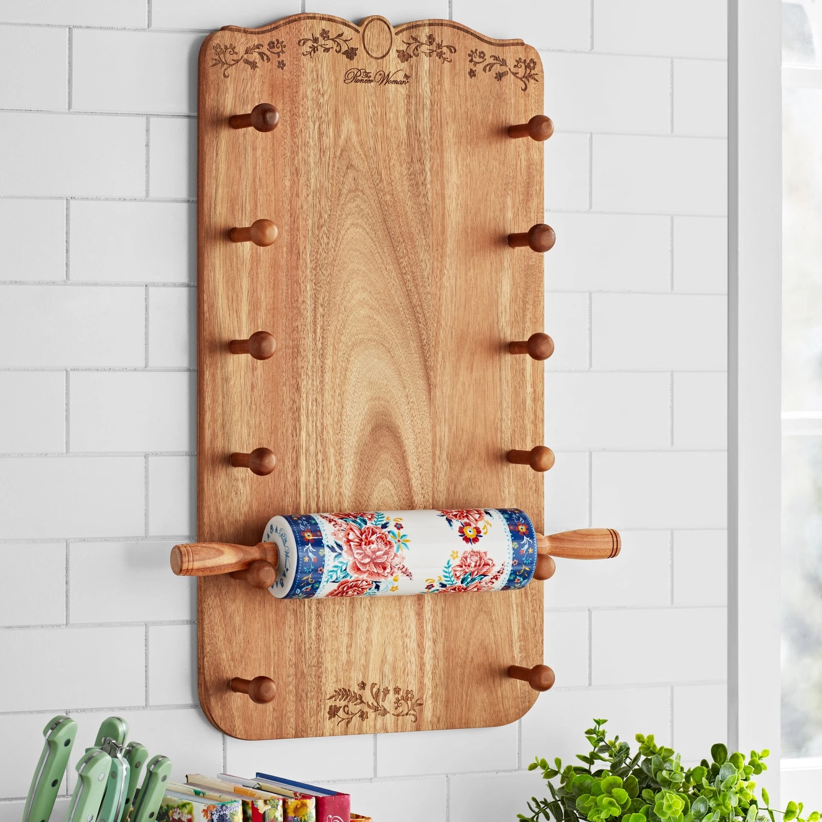 26 in Ceramic French Rolling Pin w/ Display Shelf Floral Decor Kitchen
Opens in a new window or tab