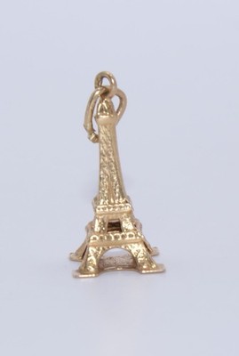 Vintage 1990 s 18K Yellow Gold Eiffel Tower Charm or Pendant-Paris, France