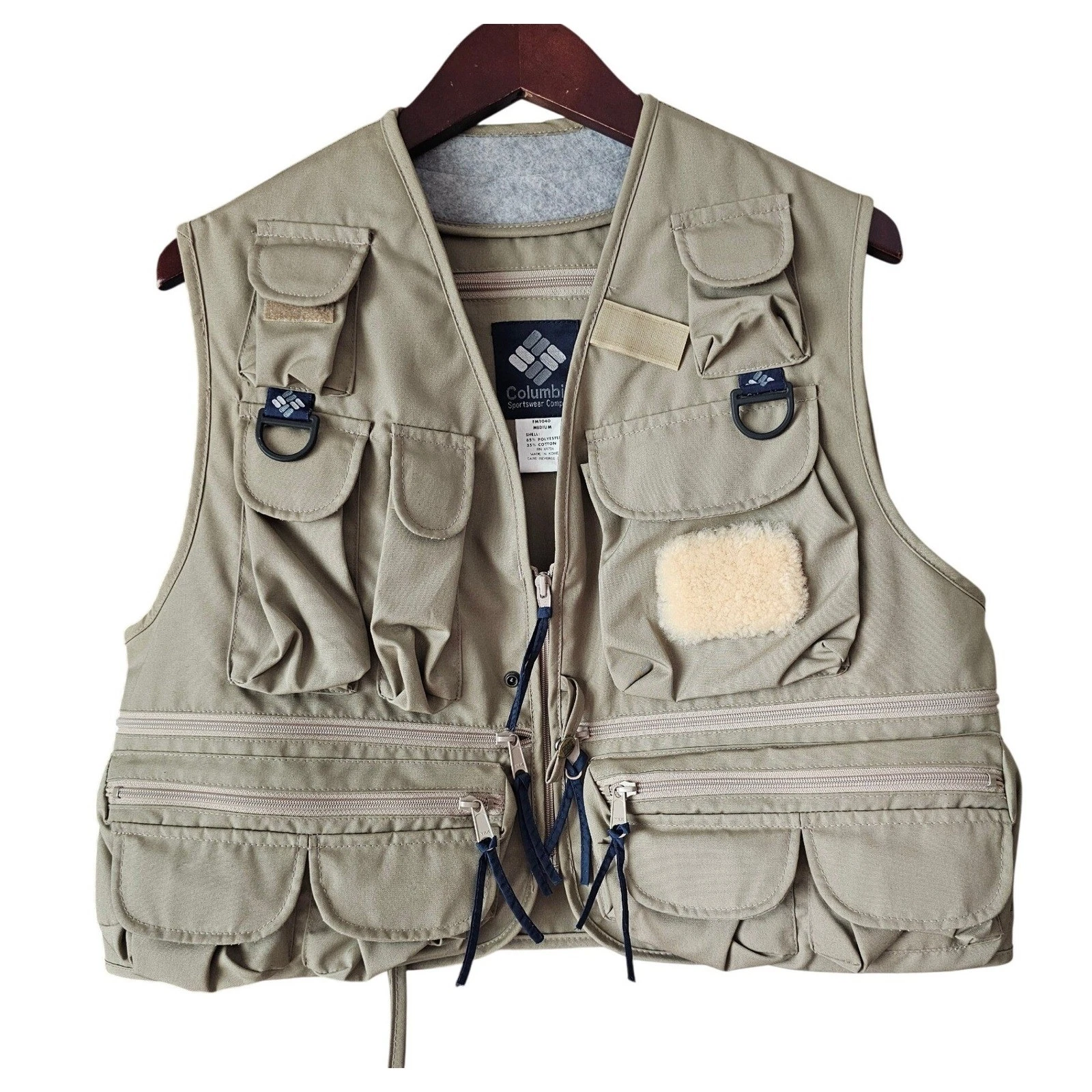 Columbia Men's Fishing Vest Khaki Tan Multi-Pocket Utility Gorpcore Medium