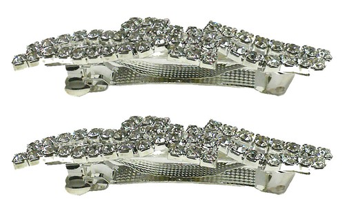 Bella Pair of Barrettes Med/Small Sparkly Crystal Hair Clips Thin Hair U0927-1pr - 第 11/13 張圖片