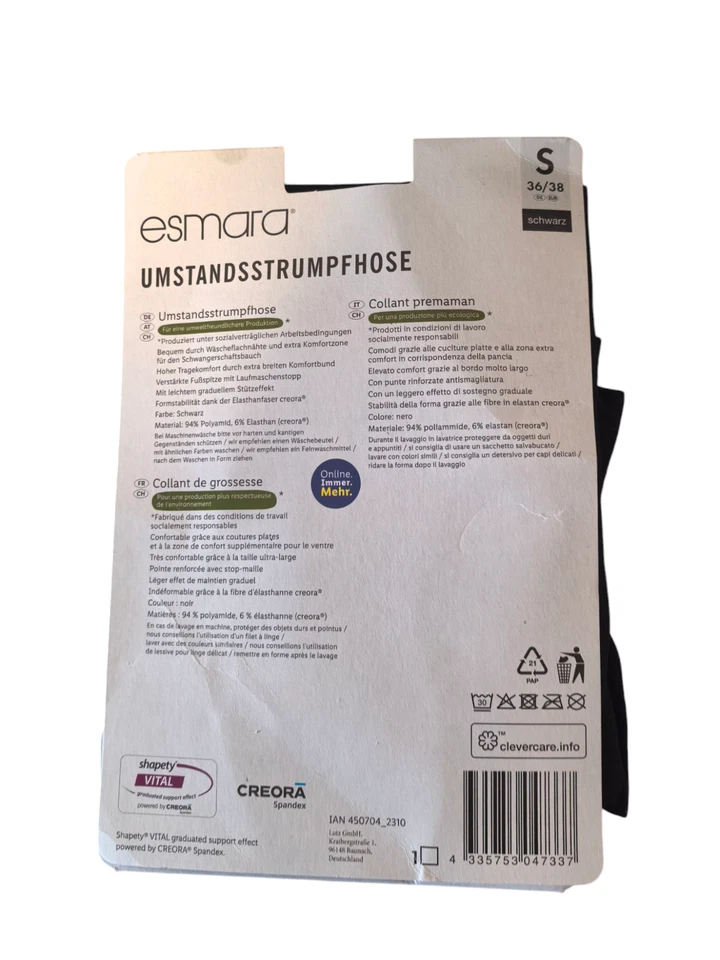 Esmara Umstandsstrumpfhose Strumpfhose Schwarz Basic 100 Gr S M Matt - Bild 2 von 2