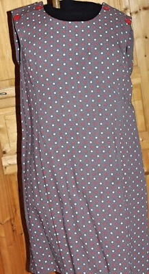Robe sans manches gris à pois rouge et blanc Gévana made in France t 50 - Photo 1/4