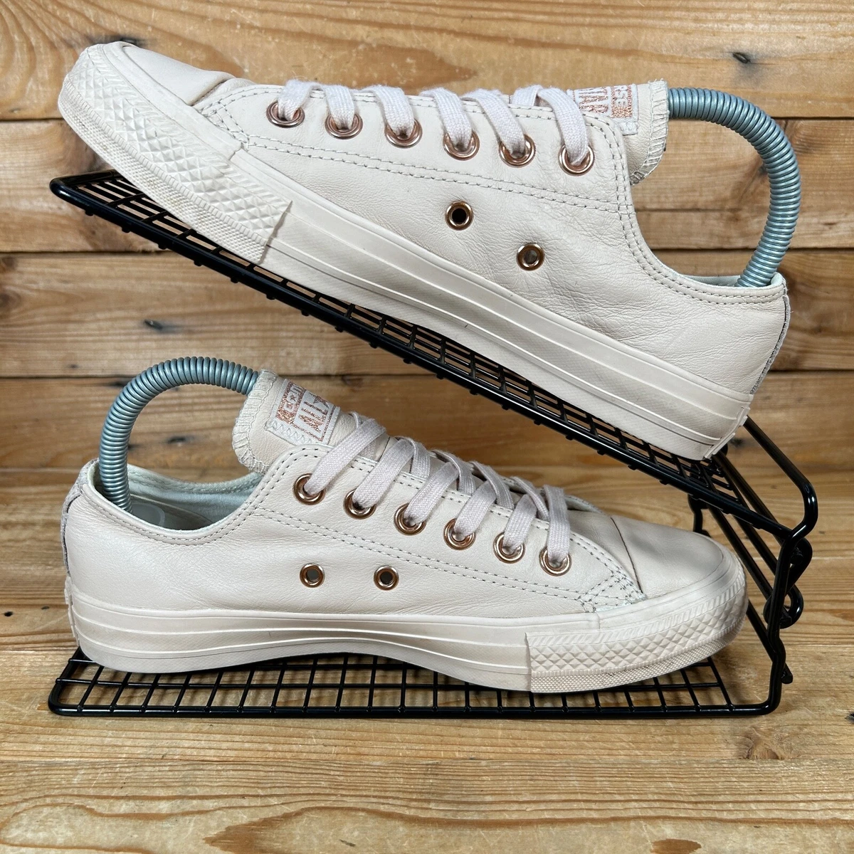 CONVERSE All Star Size UK 5 Womens Pink Nude Leather Lace Up Low