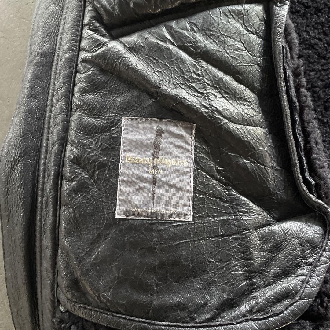1980S ISSEY MIYAKE Leather Mouton Jacket Men's Vintage Rare 1980S ISSEY MIYAKE Leather Mouton Jacket Men's Vintage Rare