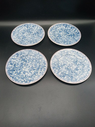 Pier 1 Earthenware Blueberry Spray Salad Plates Set Of Four Made In England