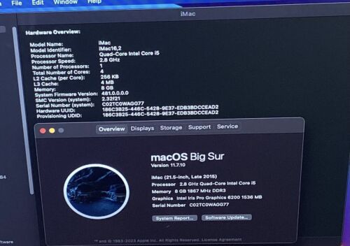 2015 Apple iMac 21.5" A1418 i5-5575R 2.8GHz 8GB RAM 1TB HDD *See Pics* - Picture 2 of 6