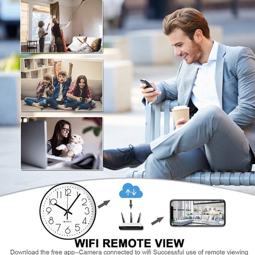 1080P HD Wifi IP Wall Clock Home Security Nanny Camera Support Phone Remote View - Afbeelding 6 van 19
