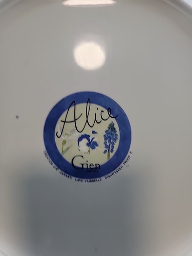 Alice Gien France V R Garanti Floral Cake Platter Plate Blue White Flowers 12" - Picture 6 of 7