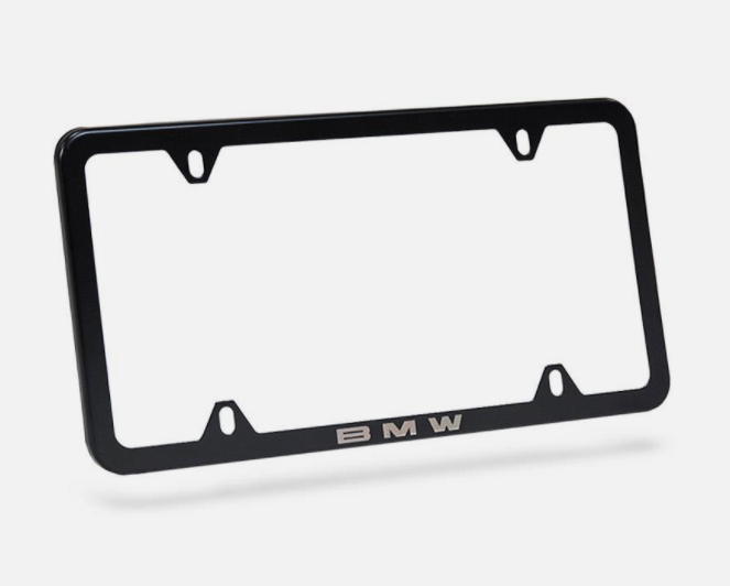 BMW Black Laser Slimline License Plate Frame OEM 82120042710 for